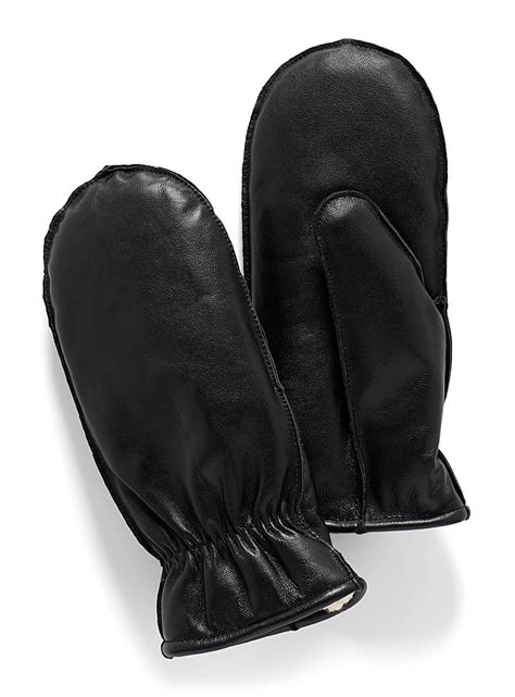 Sherpa Lined Leather Mittens Simons Shop Womens Suede And Leather