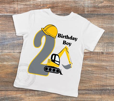 Boys Construction Birthday Shirt Loader Birthday Svg 2nd Etsy