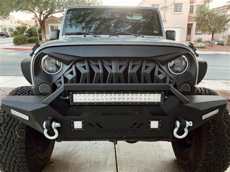 For 2007 2018 Jeep Wrangler Jk Matte Black Angry Grill Front Bumper