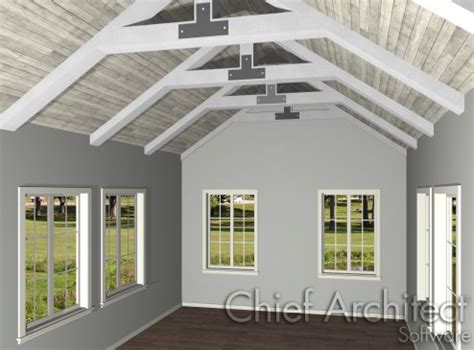 A vaulted ceiling is generally an arched ceiling, the kind of ceiling you might see in a structure like a and if you go for a more natural feel, exposed ceiling beams will make for wonderful additions to your trusses also make incredible design features and they will make your home feel one of a kind. Creating Exposed Trusses in Home Designer Pro