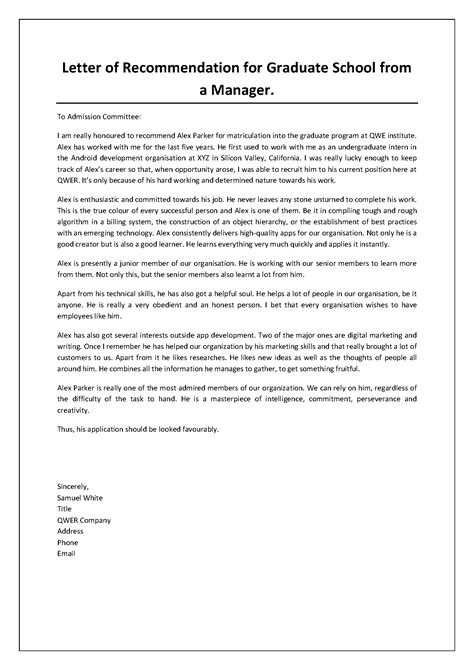Letter Of Reference Lor For Graduate School Scholarshipfellow