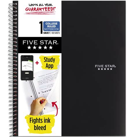 Five Star Wirebound Notebook Plus Study App Subject College Ruled