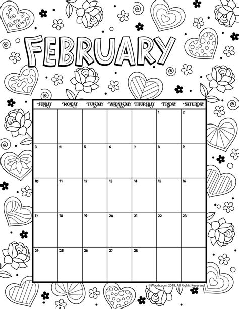 You can use our amazing online tool to color and edit the following february coloring pages. February 2019 Coloring Calendar | Woo! Jr. Kids Activities ...