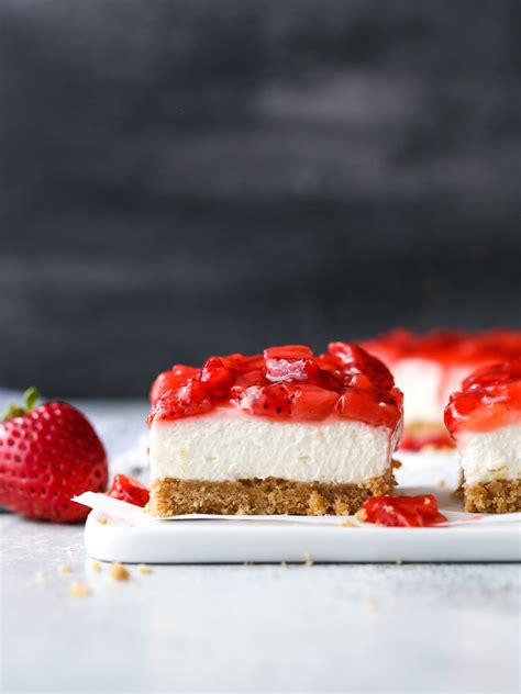 No Bake Strawberry Cheesecake Bars Completely Delicious