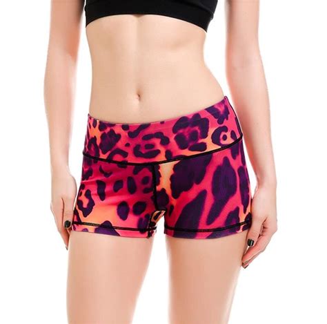 Leopard Design Slim Hip Sexy Shorts Gym Fitness Exercise Shorts Quick