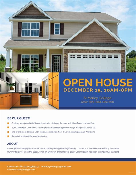 Open House Flyer Template Free Great Template Inspiration