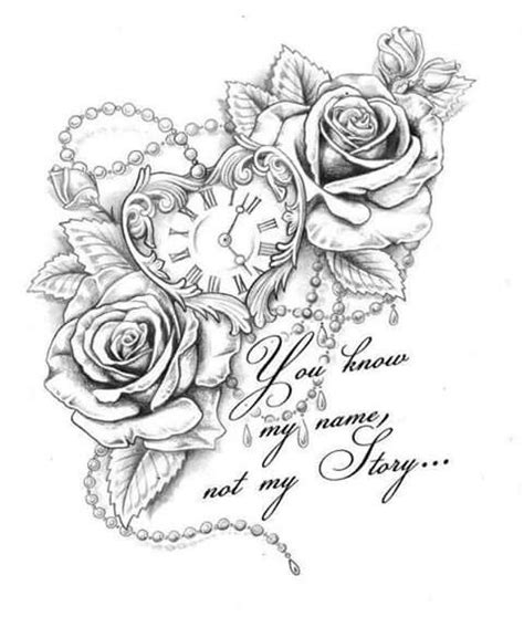 Roses Heart Clock Saying Tattoos Rose Tattoos Flower Tattoos