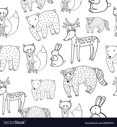 Zoos cannot recreate an animal's natural habitat and animals can be very unhappy in cages. Kids drawing of animals - seamless pattern doodle Vector Image
