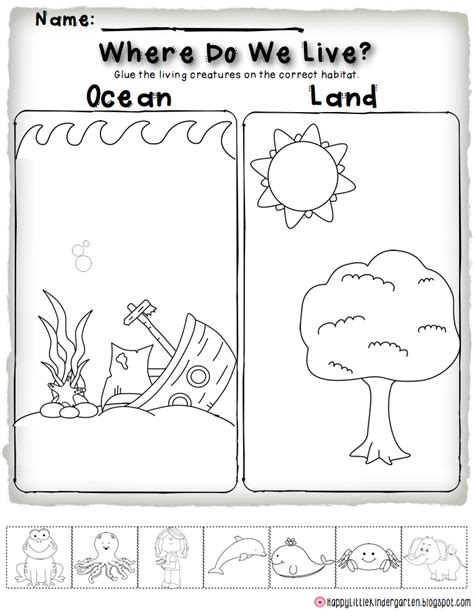 Preschool Land And Water Animals Worksheets For Kindergarten