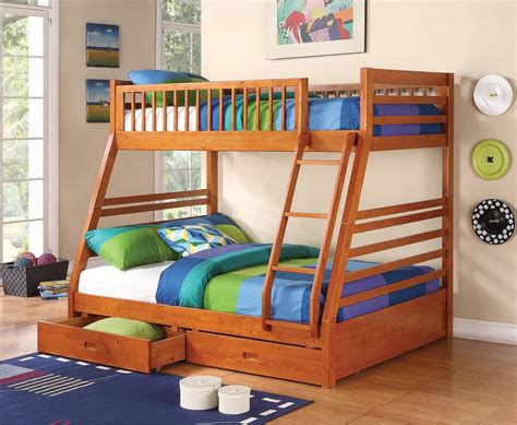 Barbados Navy Blue Twin Full Bunk Bed With Drawers