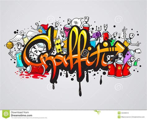 Graffiti Characters Composition Print Stock Vector Illustration Of