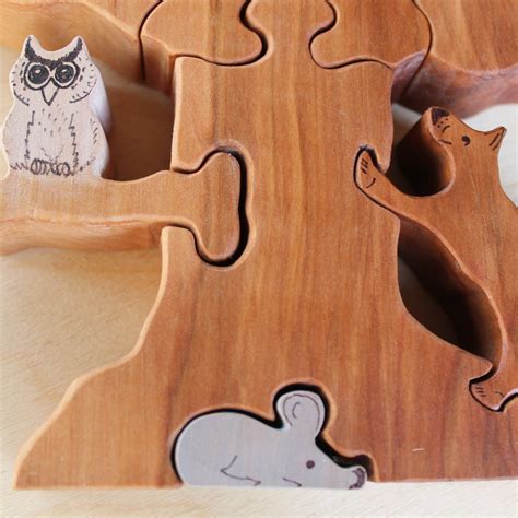 Wooden Tree Puzzle For Game And T Etsy