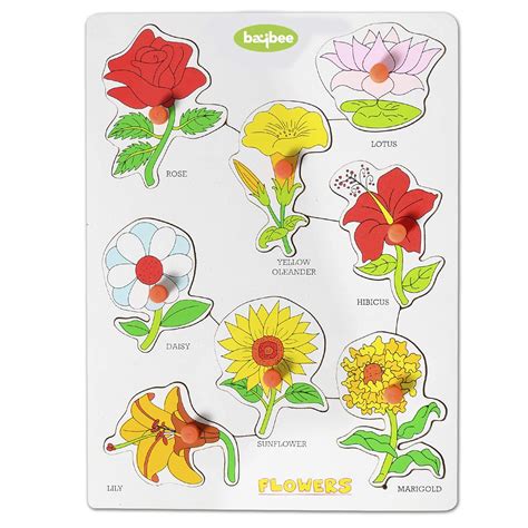 Baybee Wooden Flowers With Picture And Learning Educational Board For
