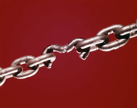 Broken Chain With Weak Link On Red Background Posters And Prints By Corbis