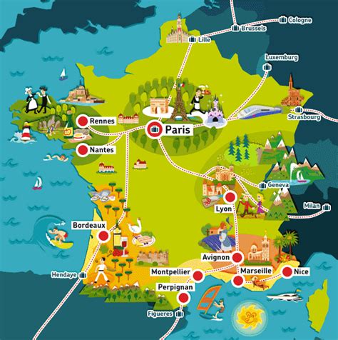 Carte des principales villes françaises. Carte de France des villes touristiques • Voyages - Cartes