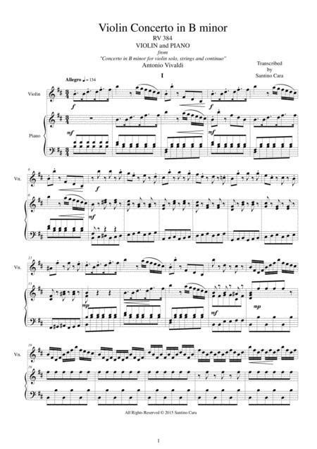Vivaldi Violin Concerto In B Minor Rv 384 For Violin And Piano By