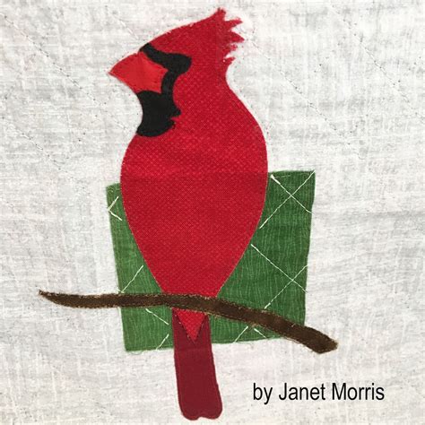Northern Cardinal Bird Applique Quilt Pattern Digital Etsy