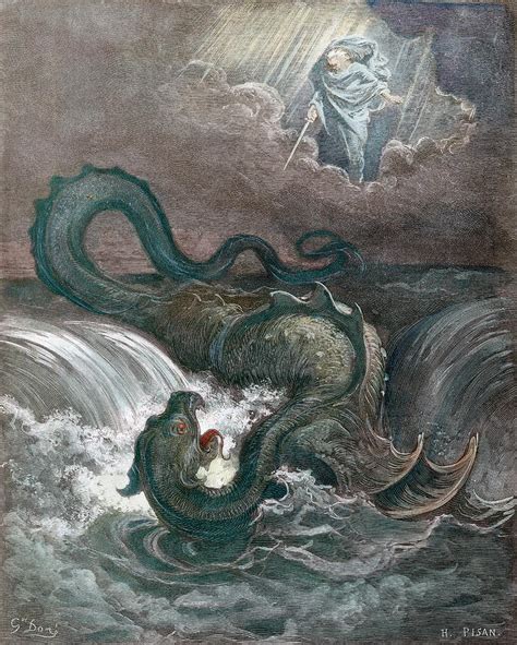 Lord Slaying Leviathan Painting By Gustave Dore