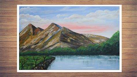 A Mountain Landscape Acrylic Painting 17 Youtube