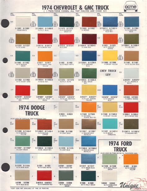 Gm Paint Chart Color Reference Paint Charts Classic C Vrogue Co