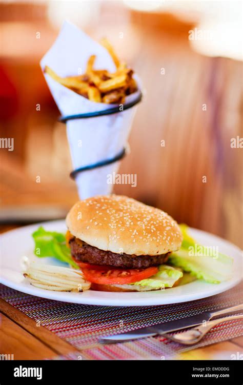 Burger And French Fries Stock Photo Alamy