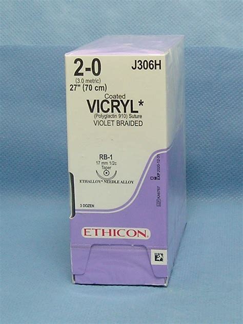 Ethicon J306h Vicryl Suture 2 0 27 Violet Rb 1 Taper Needle Da