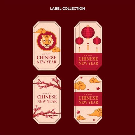 Free Vector Hand Drawn Chinese New Year Labels Collection