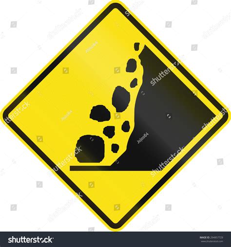 Australian Warning Traffic Sign Falling Rocks Stock Illustration