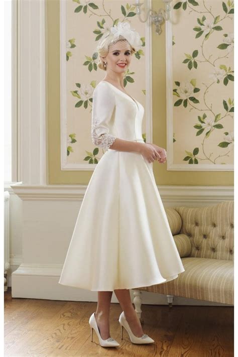 Frieda Tea Length Vintage Wedding Dress With Sleeves By Brighton Belle