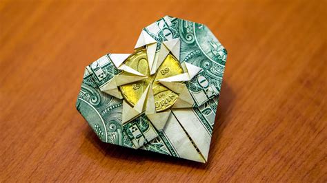 How To Fold An Origami Money Heart Tutorial Great T Idea Youtube