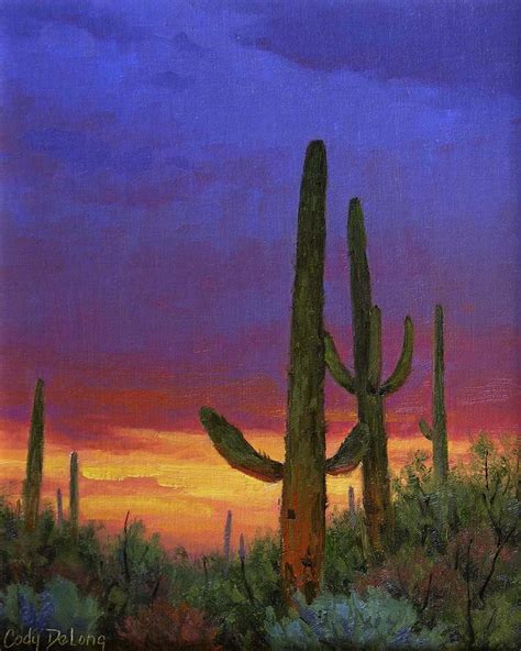 Saguaro Sunset Painting By Cody Delong