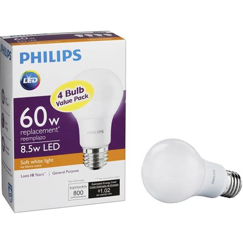 4x Philips 60w A19 Soft White Led Light Bulbs For 399