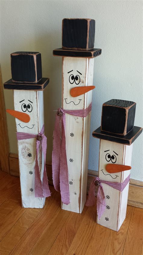 My Version Of 4x4 Snowmen Christmas Wood Crafts Winter Crafts