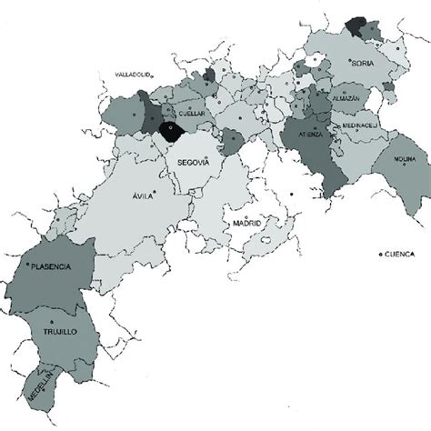 Distribución De Las Comunidades De Villa Y Tierra En La Meseta