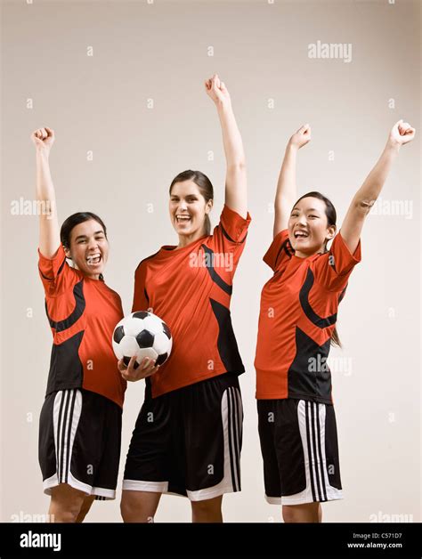 Soccer Team Cheering Together Stock Photo Alamy