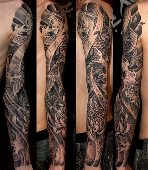 Japanese Koi Sleeve By George Bardadim Bardadim Tattoo Nyc Full Sleeve Tattoos Sleeve