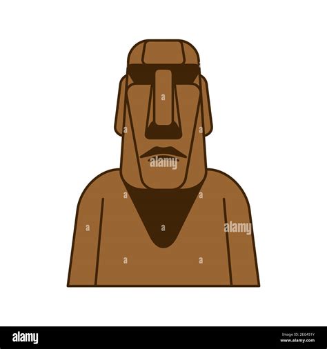 Easter Island Idol Isolated Moai Ancient Statues Vector Illustration