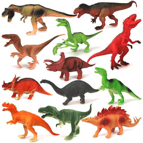 I Like Dinosaurs 12 Pack Of Assorted Realistic Jumbo Sized 8 Inch Plastic Dinosaur Toys