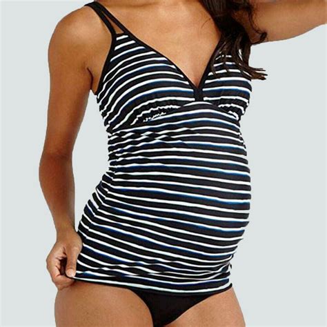 Striped Maternity Pregnant Women Swimwear Swimming Costumes Bikini Swimsuit