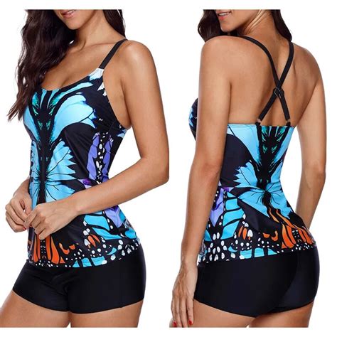 2019 Push Up Tankini Set Swimsuit Women Swimwear Plus Two Piece Suits Print Bathing Suit Beach