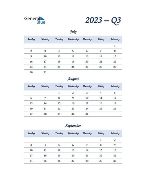 Free To Download Or Print Q3 2023 Calendar Templates In Pdf Word And