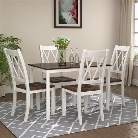 Clearance Dining Table Set With 4 Chairs 5 Piece Wooden