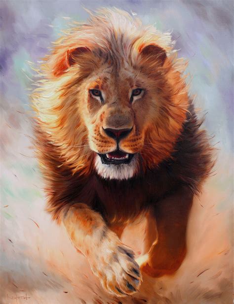 Rich Lion Painting Art T Idea Animal Artwork Mykola Etsy Lion