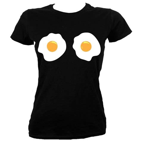 Fried Eggs Womens Black T Shirt Cool Ladies Tees In T Shirts From