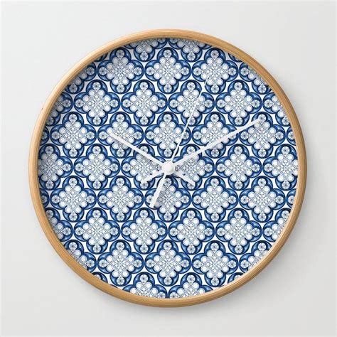 Indigo Blue Moroccan Tile Glam 3 Pattern Decor Art Society6 Wall