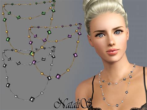 The Sims Resource Natalis Ts3 Double Chain With Beads And Crystals Ft Fe