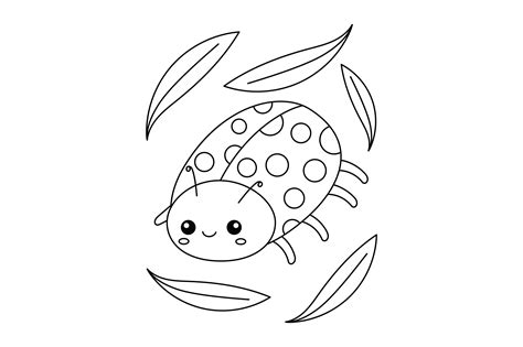 Kawaii Ladybug Coloring Page SVG Cut file by Creative Fabrica Crafts