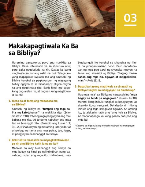 Makakapagtiwala Ka Ba Sa Bibliya — Watchtower Online Library