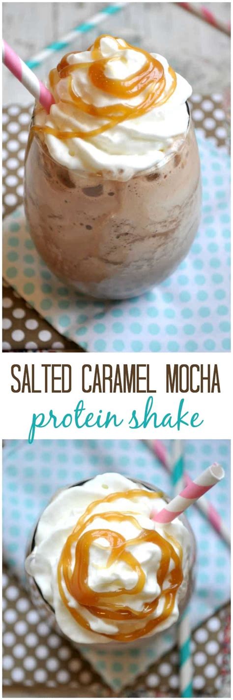 In a blender, combine frozen coffee cubes, atkins protein rich shake, coconut cream, and avocado. Salted Caramel Mocha Protein Shake - The Seasoned Mom