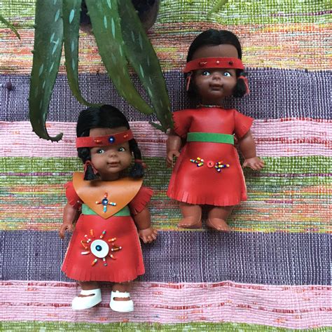 vintage native american indian dolls set 1960s native etsy